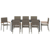 Garden Dining Set with Cushion 9 pcs Grey Poly Rattan 3379715