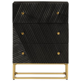 Chest of Drawers Black 55x30x76 cm Solid Wood Mango and Iron 372025