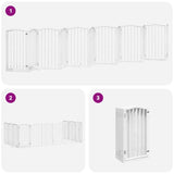 Dog Gate with Door Foldable 12 Panels White 600 cm Poplar Wood 3155595
