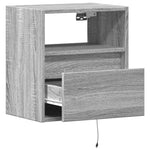 ZNTS Wall-mounted Bedside Cabinet with LED Lights Grey Sonoma 3307985