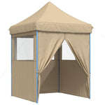 ZNTS Foldable Party Tent Pop-Up with 4 Sidewalls Beige 4004999