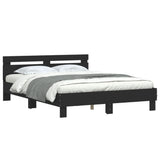 Bed Frame Black Engineered wood Double Modern Bed Frame 3207435
