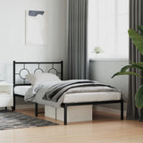 Metal Bed Frame without Mattress with Headboard Black 100x200cm 376221