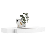White MDF Floating Wall Display Shelf 1 Drawer Book/DVD Storage 242188