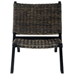 Relaxing Chair Black Natural Kubu Rattan and Solid Mahogany Wood 285802