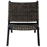 Relaxing Chair Black Natural Kubu Rattan and Solid Mahogany Wood 285802