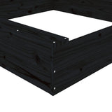 Sandbox with Seats Black Square Solid Wood Pine 825034