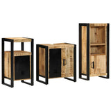 Bathroom Furniture Set 3 pcs Brown and Black Solid Mango Wood 3305610