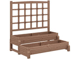2-Tier Garden Bed with Trellis, Wooden Elevated Planter Box with Drainage Holes, Outdoor T3398P325340