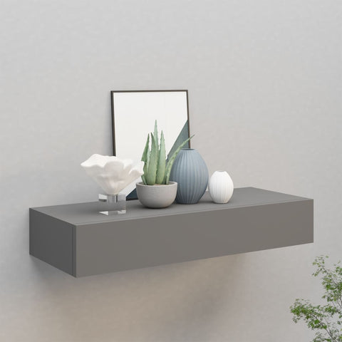 ZNTS Wall-mounted Drawer Shelf Grey 60x23.5x10cm MDF 330259