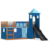 Bunk Bed without Mattress with Slide and Curtains Blue 90x200 cm 3284195