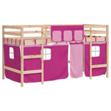 Kids' Loft Bed with Curtains without Mattress Pink 80x200cm 3206957