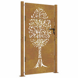 Garden Gate 100x175 cm Corten Steel Tree Design 153218