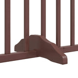 Dog Gate with Door Foldable 8 Panels Brown 640 cm Poplar Wood 3155634