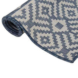 Outdoor Flatweave Rug 100x200 cm Blue Stripes 340836