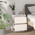 ZNTS Bedside Cabinet White 40x35x50 cm Solid Wood Pine 813317