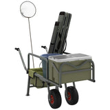Fishing Trolley Green with 2 Wheels Powder-coated Steel 94870