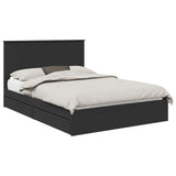 Storage Bed with Headboard Black 135 x 190 cm Engineered Wood 3411216