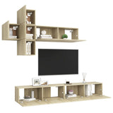7 Piece TV Cabinet Set Sonoma Oak Engineered Wood 3079024