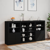 Sideboard with LED Lights Black 202x37x100 cm 3209185