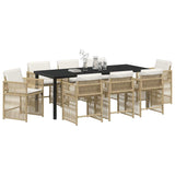 Garden Dining Set 9 pcs Beige Poly Rattan 3380788
