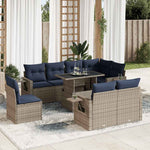9 Piece Garden Sofa Set with Cushions Grey Poly Rattan 3326502