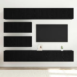 TV Cabinet Set 6 pcs Black Oak Engineered Wood 3332533