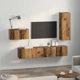 TV Cabinet Set with Drawer 4 pcs Old Wood Engineered Wood 3393261
