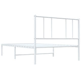Metal Bed Frame without Mattress with Headboard White 107x203cm 352525