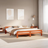 Bed Frame without Mattress Wax Brown 180x200 cm Super King Size Solid Wood Pine 855465