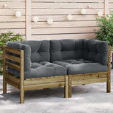 Garden Sofa Corner with Cushions 2 pcs Impregnated Wood Pine 838156