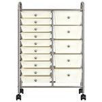 XXL 15-Drawer Mobile Storage Trolley White Plastic 320408