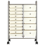 XXL 15-Drawer Mobile Storage Trolley White Plastic 320408