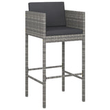 7 Piece Garden Bar Set with Cushions Grey Poly Rattan 3203935