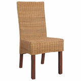 Dining Chairs 4 pcs Brown Natural Rattan 274204