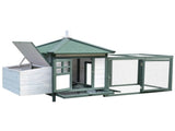 Chicken Coop, Small Animal Pet cage w/ Nesting Box, Wooden Outdoor Run, Green T3398P548004
