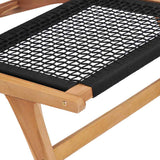 Sun Lounger with Footrest Solid Teak Wood and Rope 49368