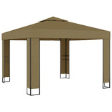 ZNTS Gazebo with Double Roof&LED String Lights 3x3x2.7 m Taupe 3070303