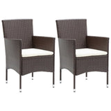 Garden Dining Chair Set of 2 Brown Poly rattan, Powder-Coated Steel 318496