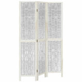 Room Divider 3 Panels White Solid Wood Paulownia 358670