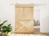 Sliding Door Natural and White 100 x 210 cm Solid Pine Wood 3445043