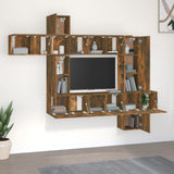 10 Piece TV Cabinet Set Smoked Oak Engineered Wood 3120320