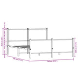 Metal Bed Frame without Mattress Smoked Oak 140x190 cm 3301351