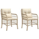 Garden Chairs with Cushions 2 pcs Beige Poly Rattan 365156