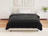 Anti-Slip Faux Rabbit Fur Blanket Olite 4 pcs Black Polyester 42021837