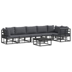 Garden Sofa Set with Cushion Black Aluminium 3378869