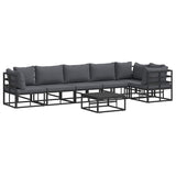 Garden Sofa Set with Cushion Black Aluminium 3378869