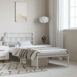 Metal Bed Frame without Mattress with Headboard White 100x200cm 355703