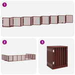 Dog Gate with Door Foldable 15 Panels Brown 750 cm Poplar Wood 3155549