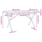 ZNTS Dining Table X-Frame 160x80x75 cm Solid Wood Pine and Steel 3282699